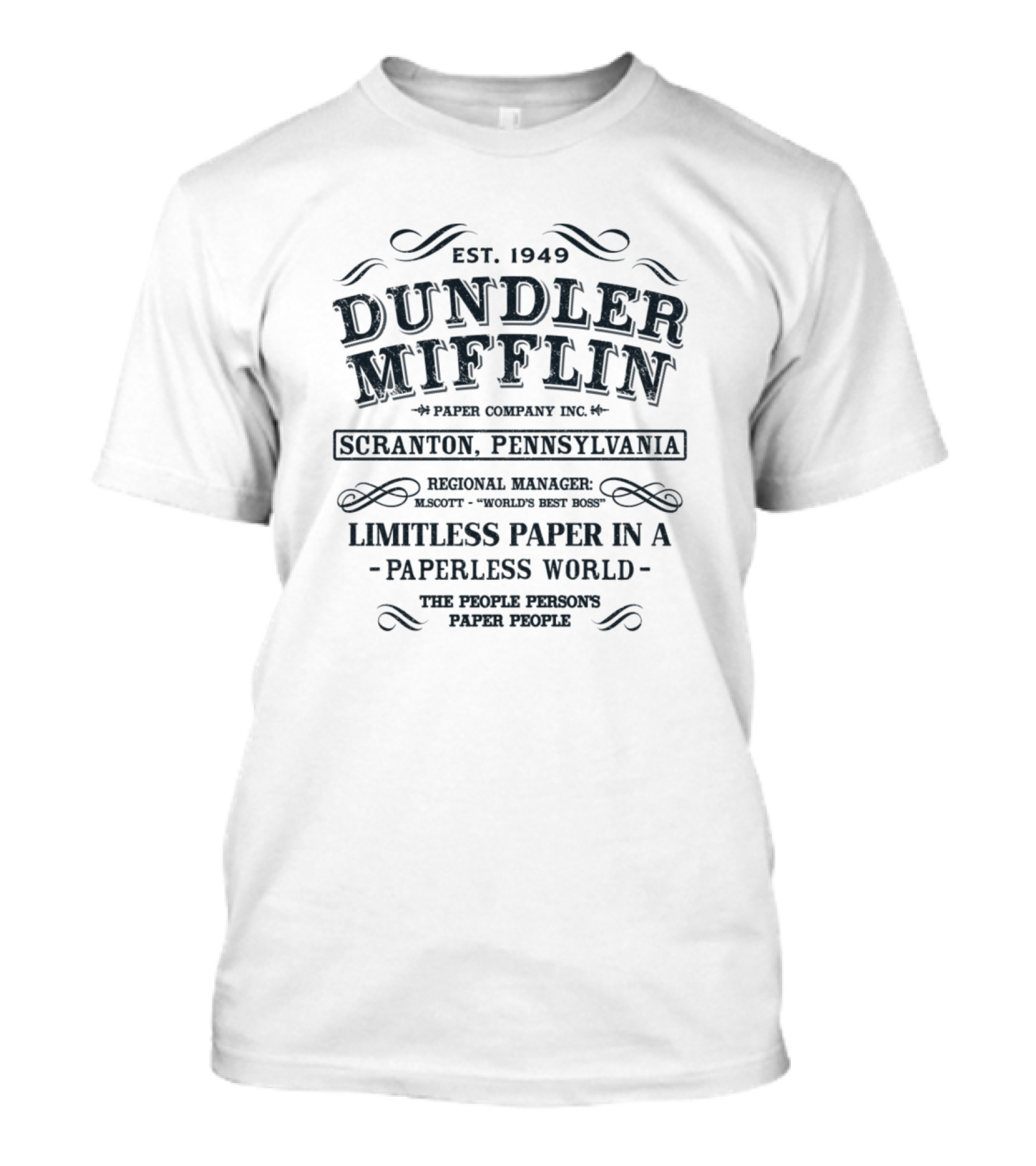 Dunder Mifflin Limitless Paper In A Paperless World Scranton Pennsylvania T-Shirt