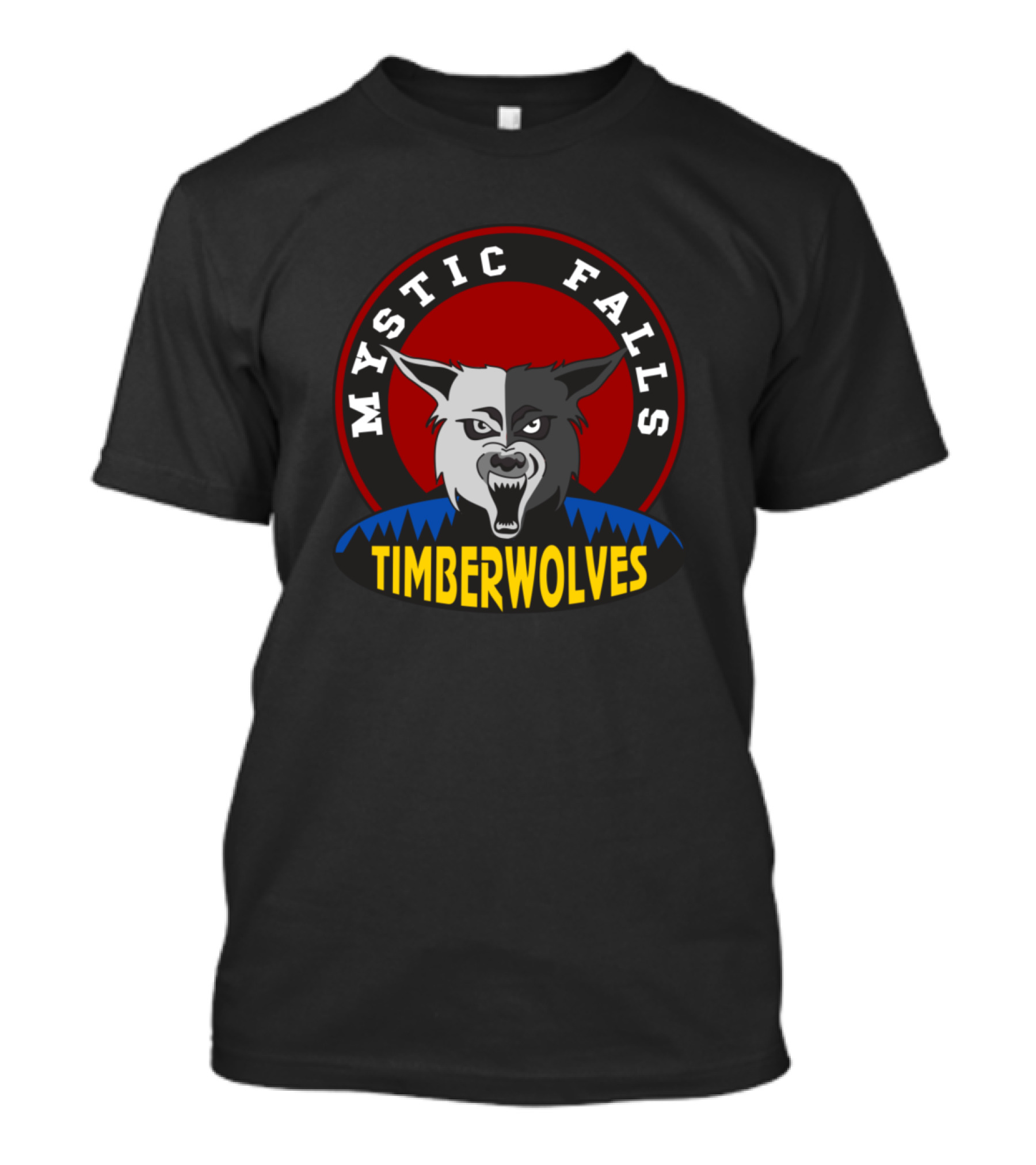 Mystic Falls Fierce Timberwolves Wolf Emblem T-Shirt
