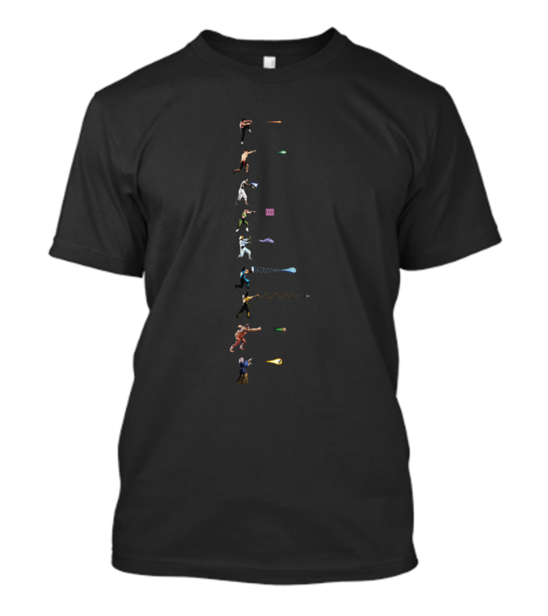 Mk Fighting Characters Power Moves Vertical Lineup T-Shirt