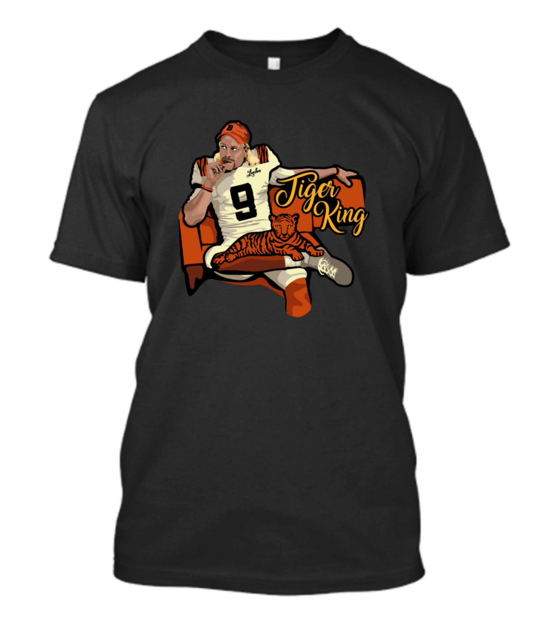 Tiger King Football Player Number 9 With Tiger On Bench T-Shirt