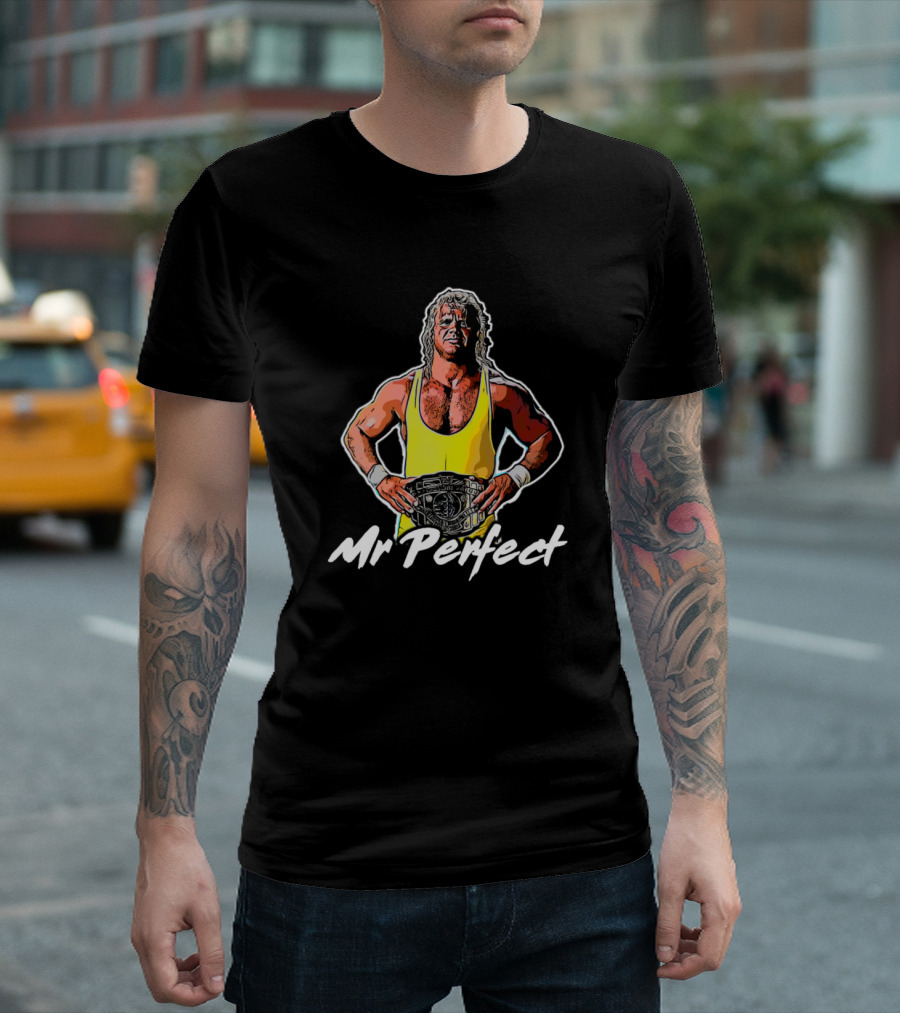 Mr Perfect Wrestling Champion Icon With Belt T-Shirt