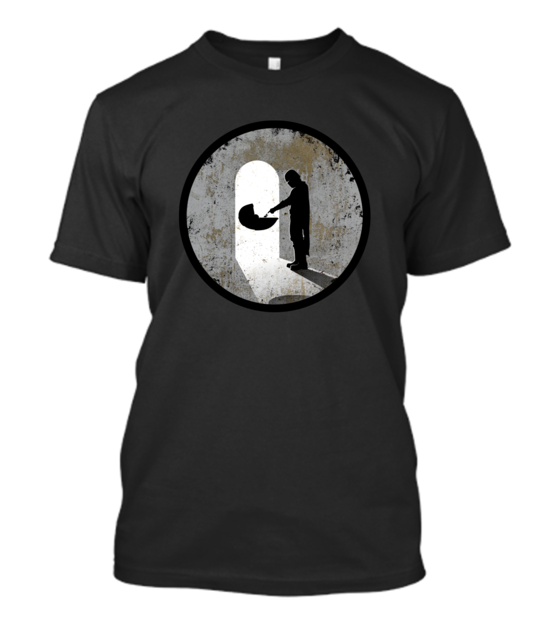The First Encounter Shadowed Figure Silhouette In Rusty Grey Circle T-Shirt