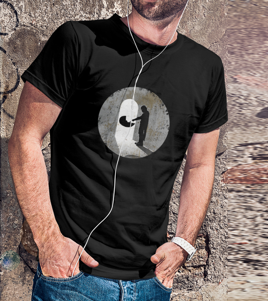The First Encounter Shadowed Figure Silhouette In Rusty Grey Circle T-Shirt