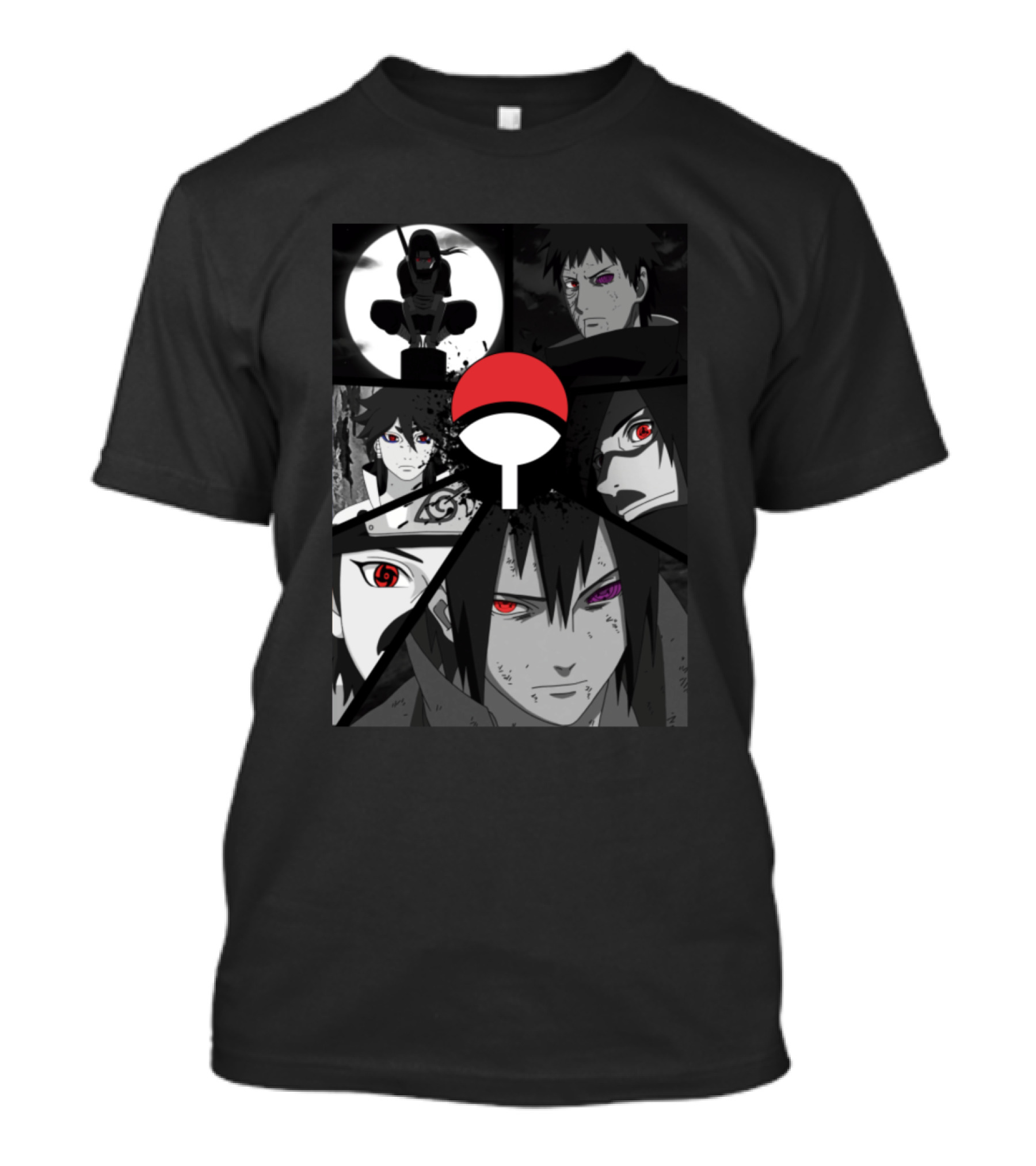 Uchiha Clan Characters And Logo In Anime T-Shirt