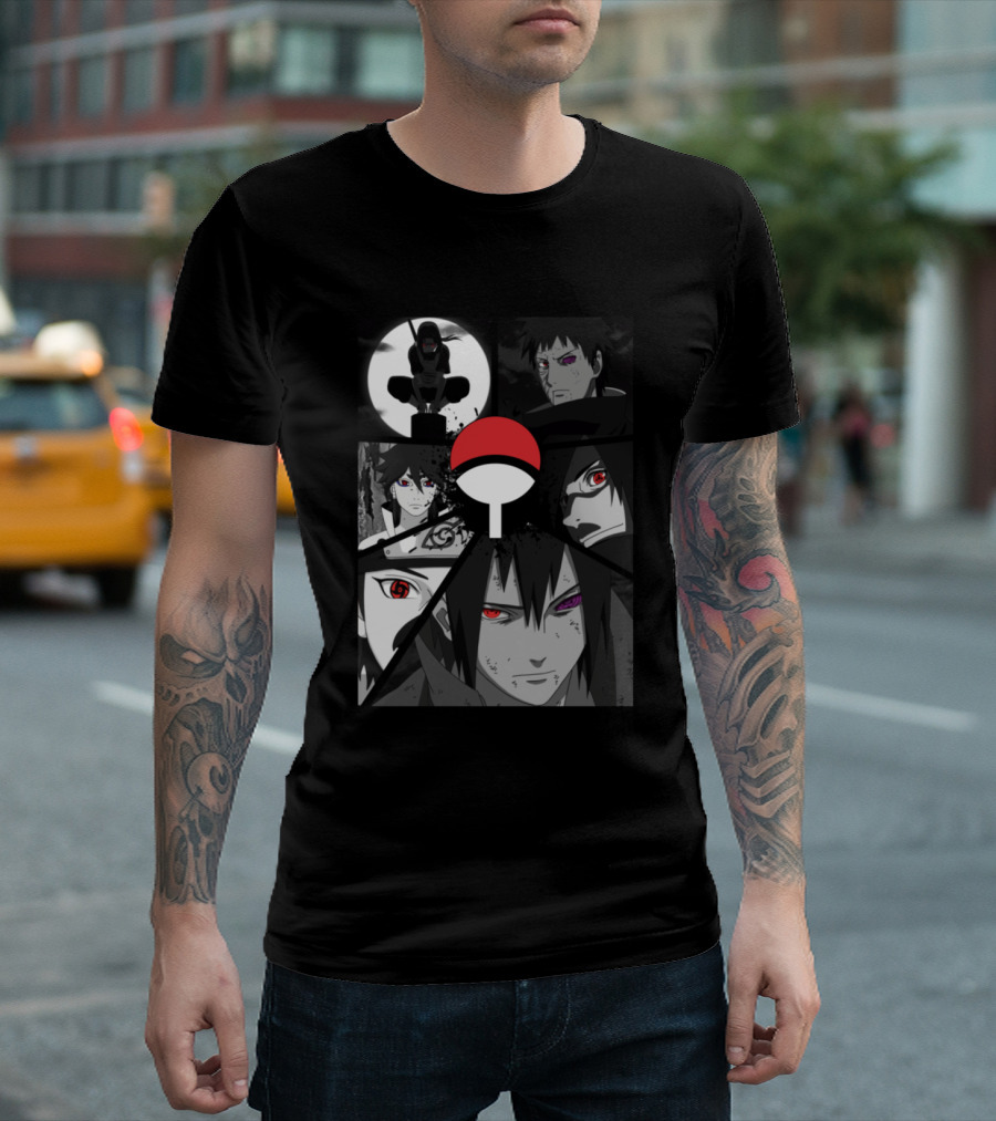 Uchiha Clan Characters And Logo In Anime T-Shirt