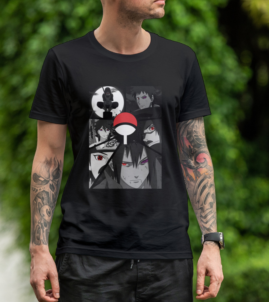 Uchiha Clan Characters And Logo In Anime T-Shirt