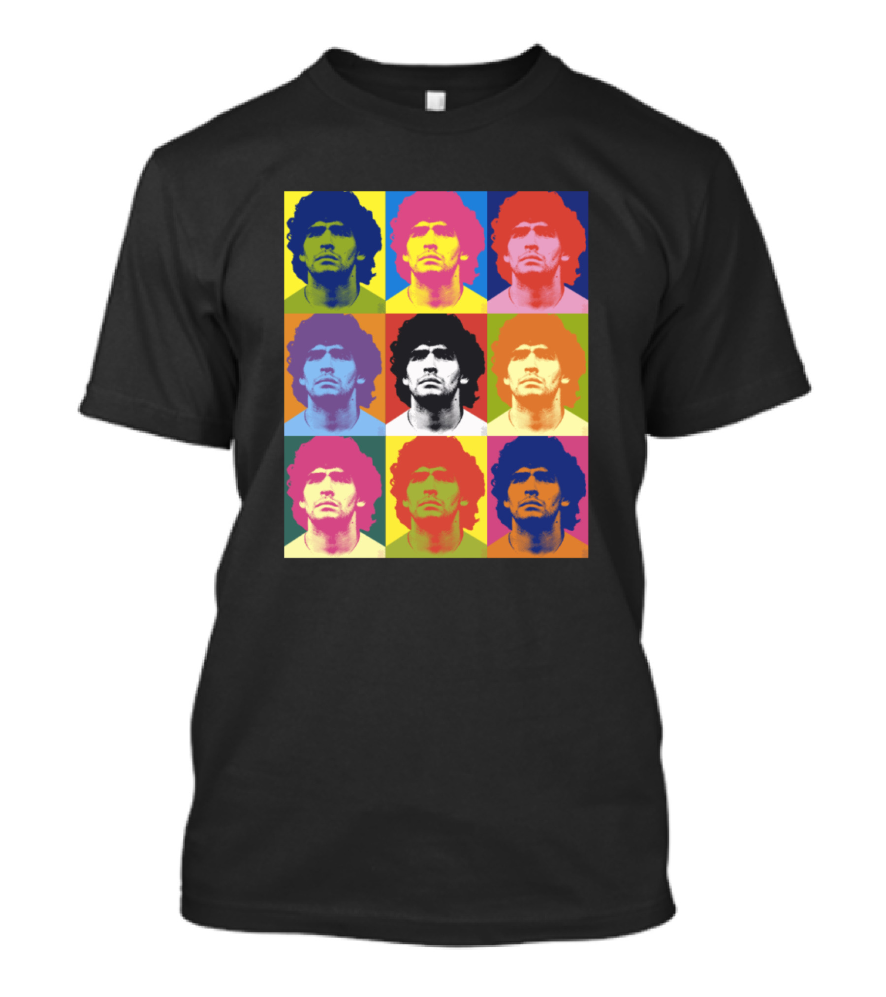 Warhol Maradona Pop Art Style Multicolored Portrait Grid T-Shirt