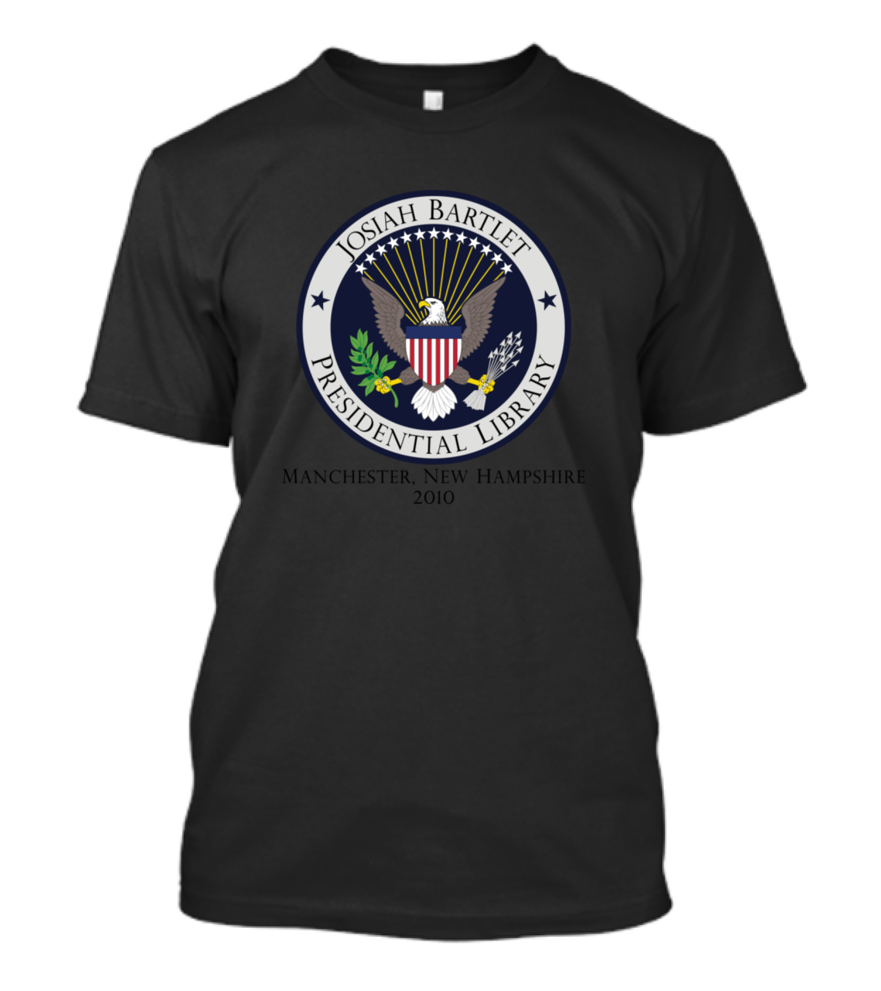 Josiah Bartlet Presidential Library Seal Manchester New Hampshire 2010 T-Shirt