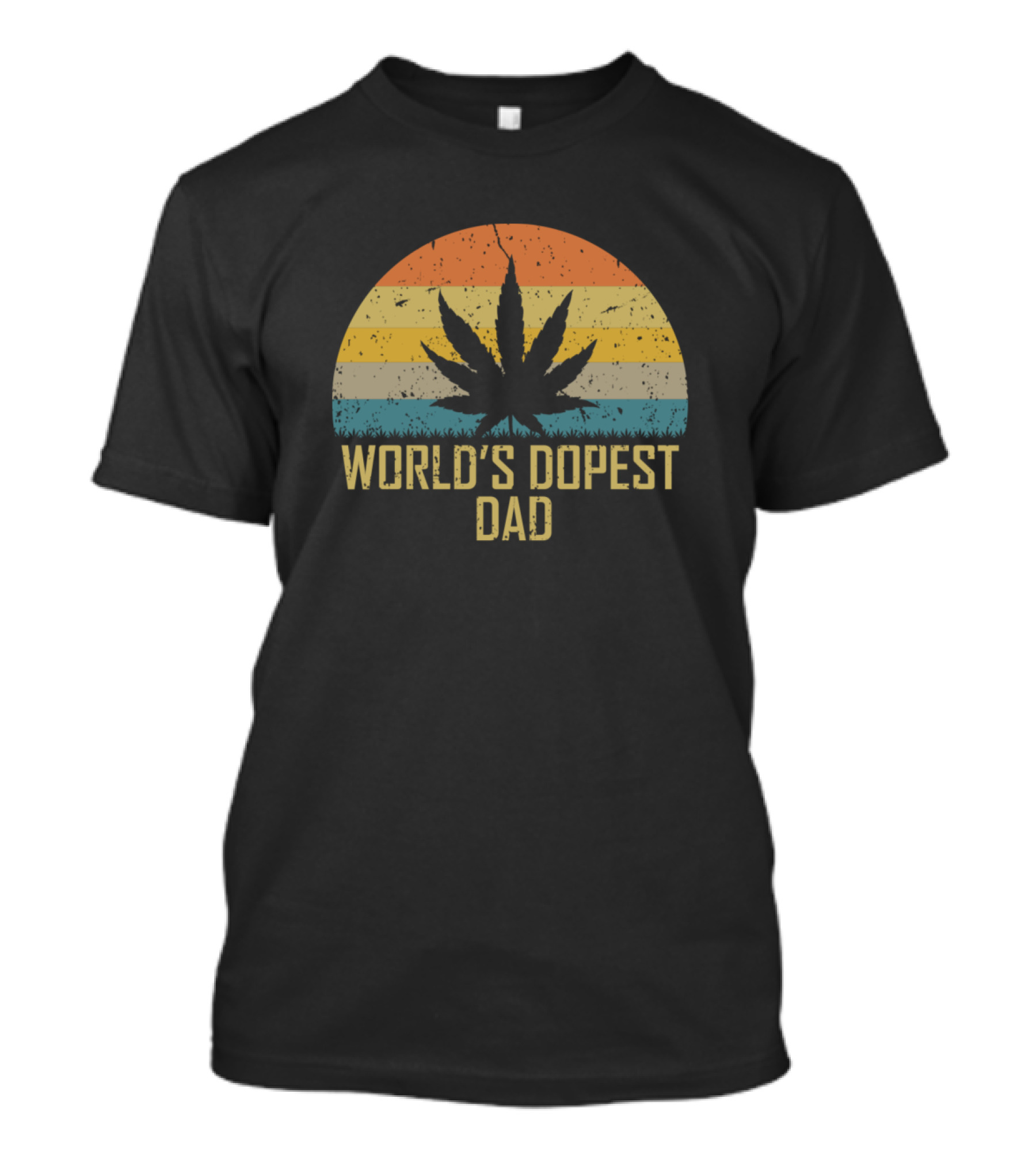 World's Dopest Dad Retro Leaf Sunset T-Shirt