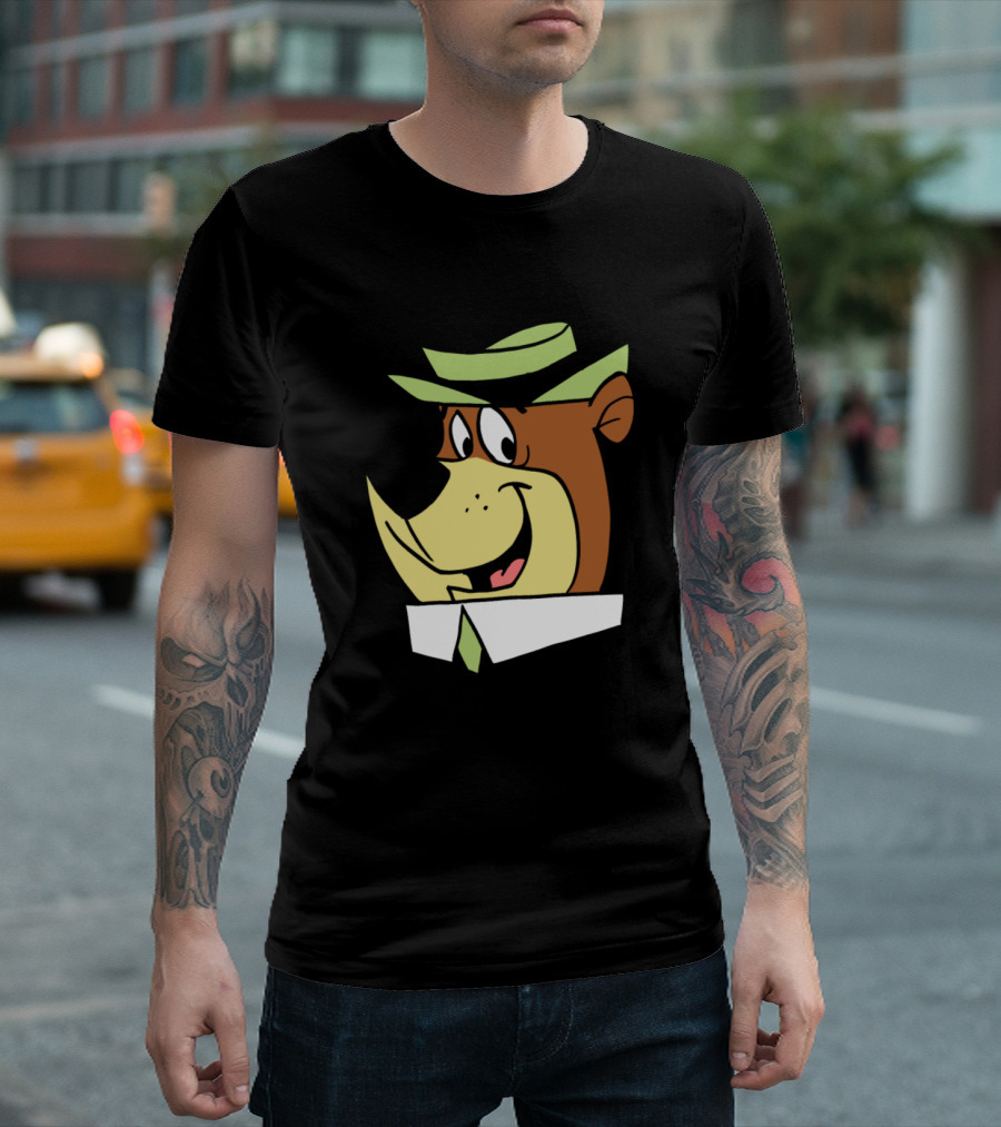 Yogi Bear Cartoon Character with Green Hat and Tie T-Shirt