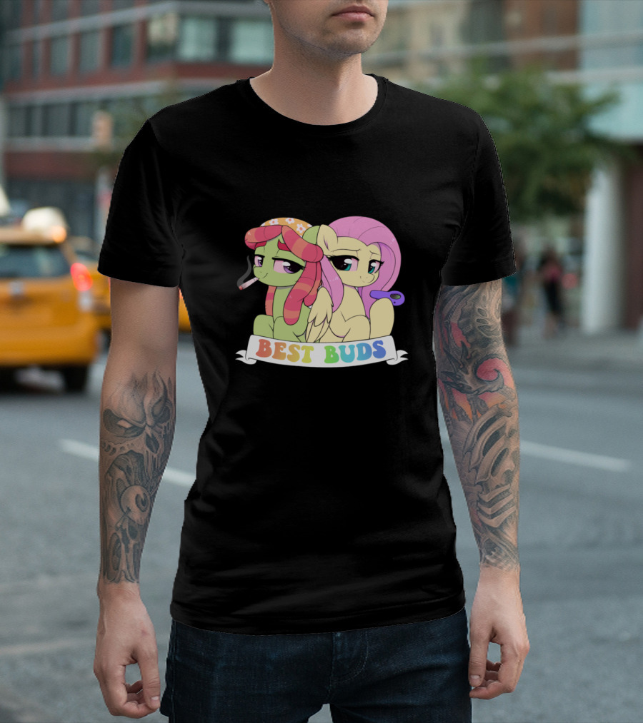 Best Buds Cannabis Friendship Characters Smoking Fun T-Shirt