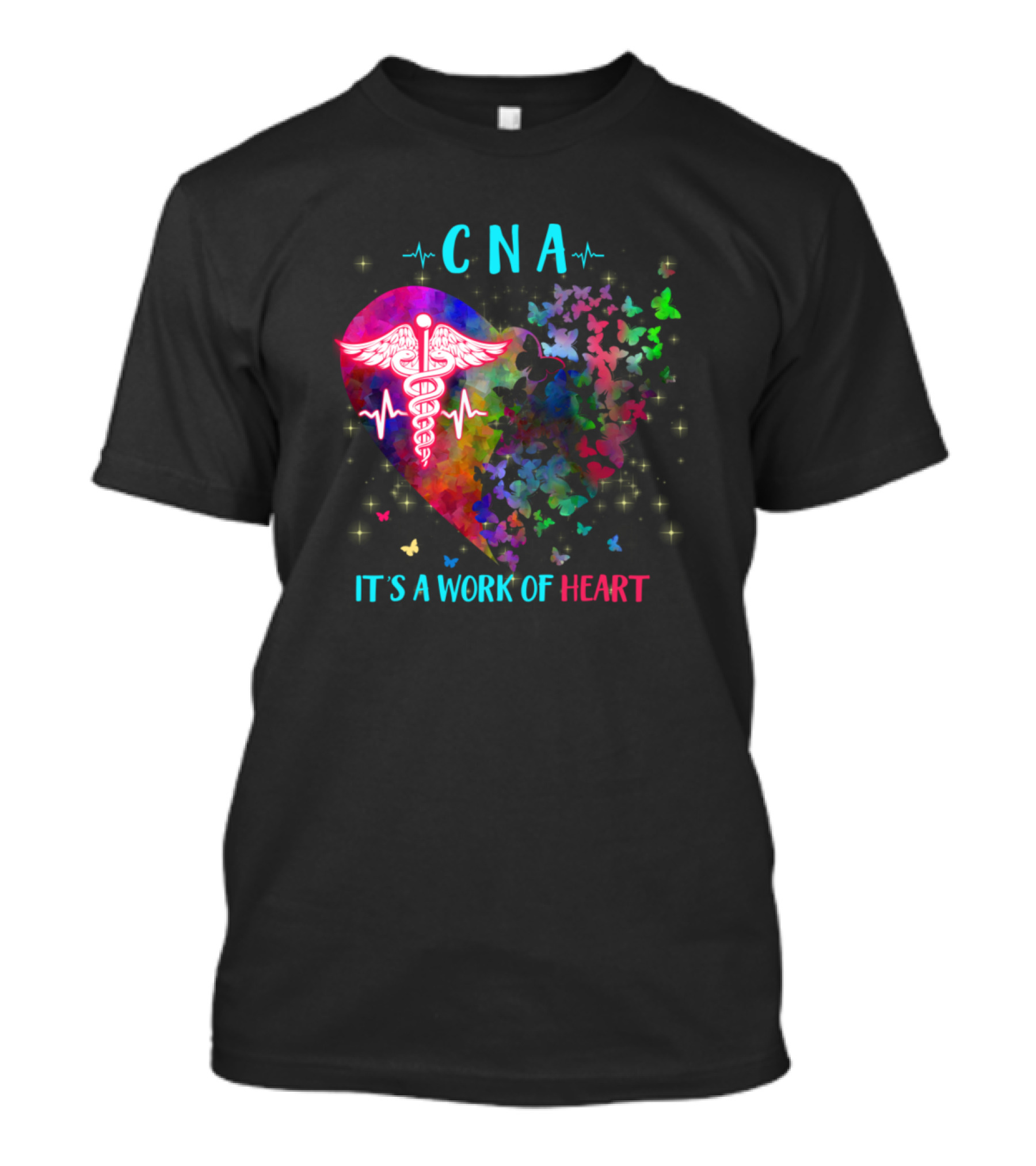 CNA Heartbeat Butterfly Caduceus It's A Work Of Heart T-Shirt