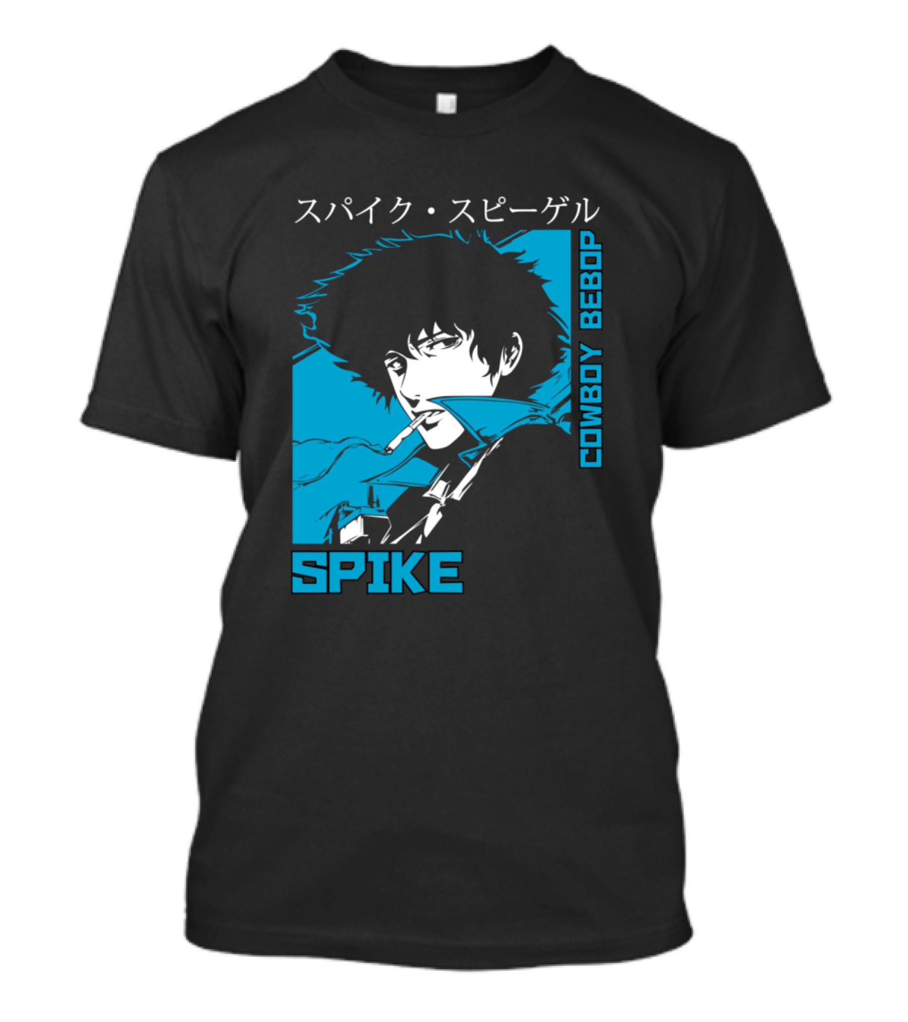 Cowboy Bebop Spike Spiegel Smoking Portrait Japanese Text T-Shirt