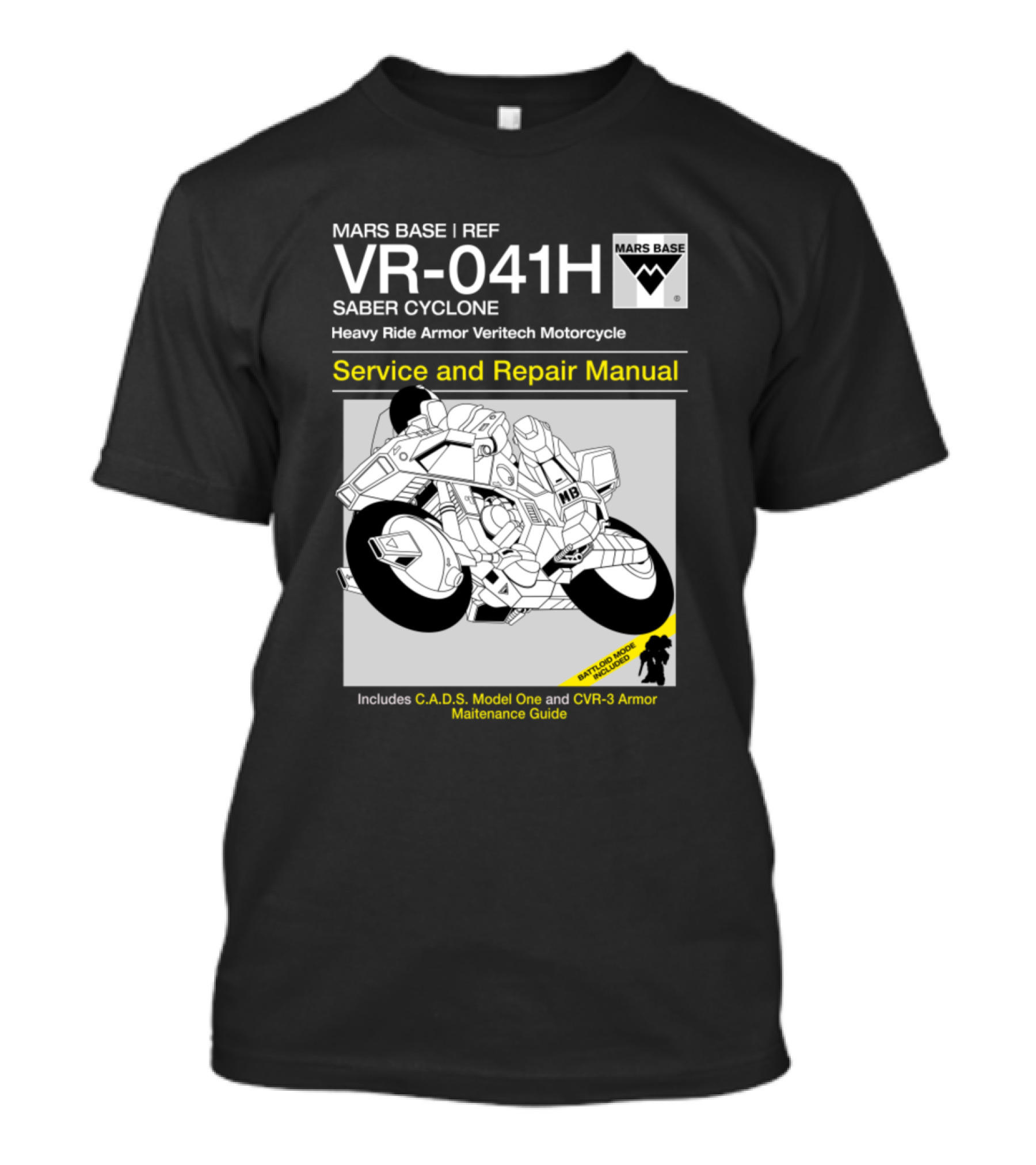 Mars Base VR-041H Saber Cyclone Service And Repair Manual Heavy Ride Armor Veritech Motorcycle Manual T-Shirt