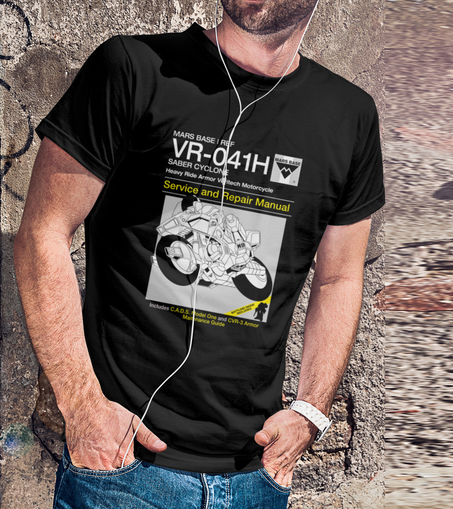 Mars Base VR-041H Saber Cyclone Service And Repair Manual Heavy Ride Armor Veritech Motorcycle Manual T-Shirt