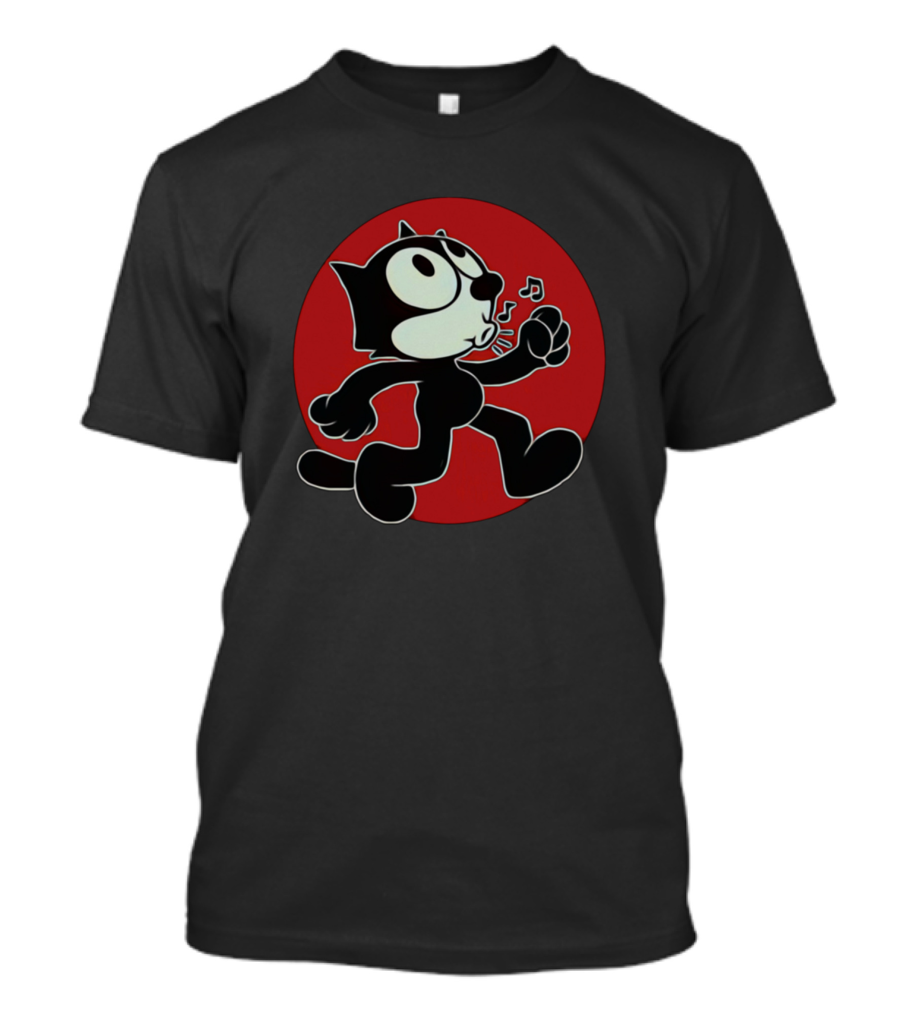 Felix The Cat Whistling In Red Circle T-Shirt