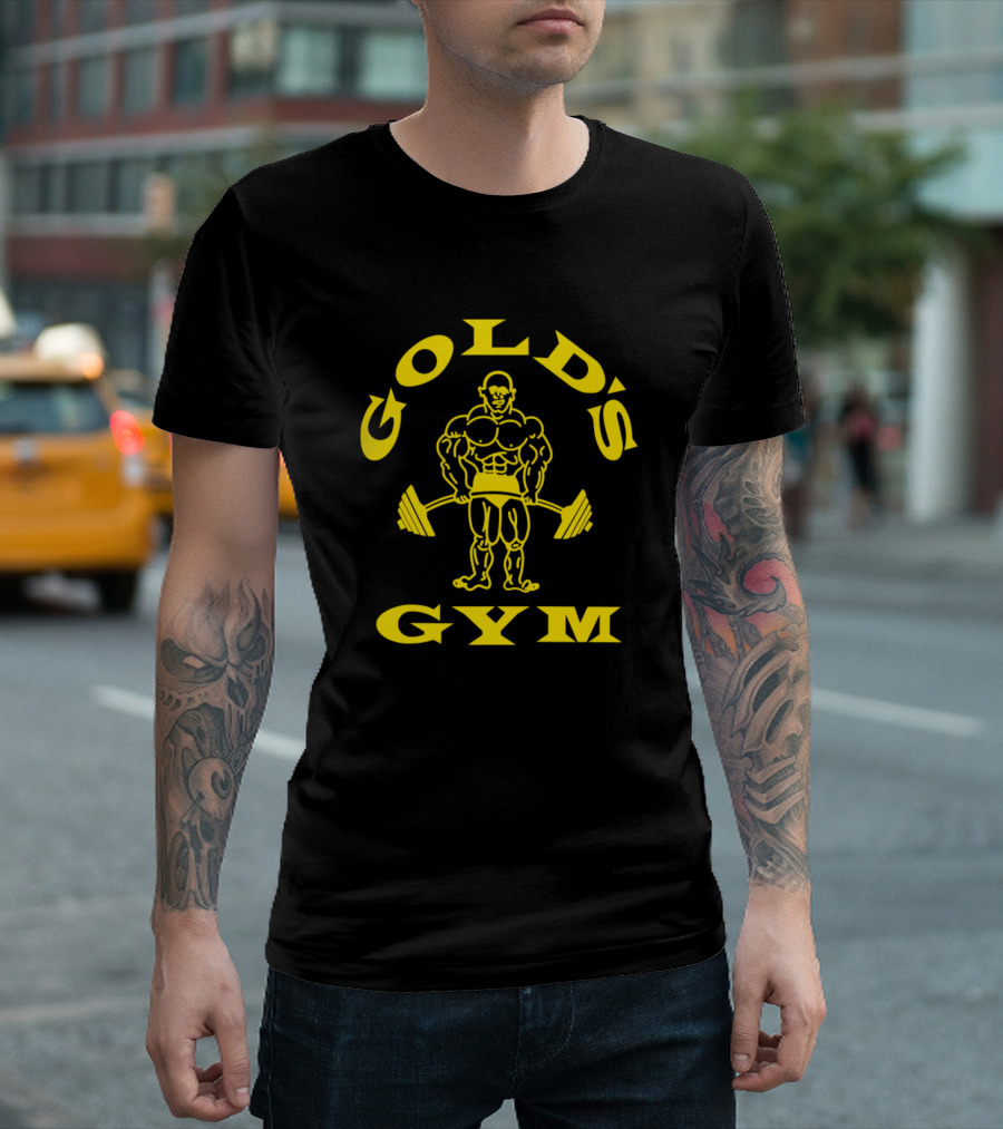 Gold's Gym Iconic Weightlifter Logo Yellow T-Shirt