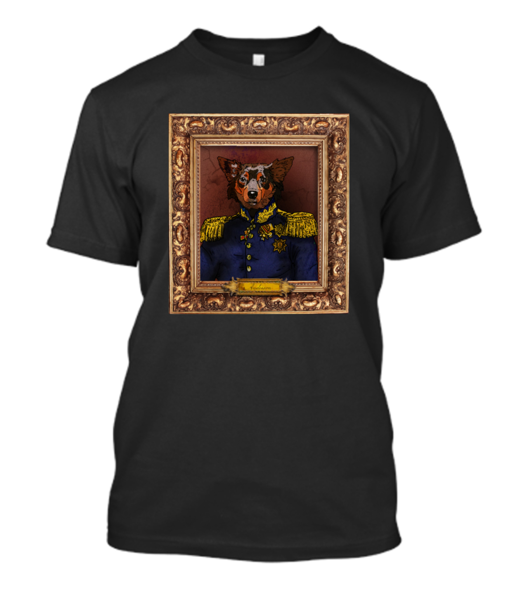 General Anderson Dog Portrait In Ornate Frame T-Shirt