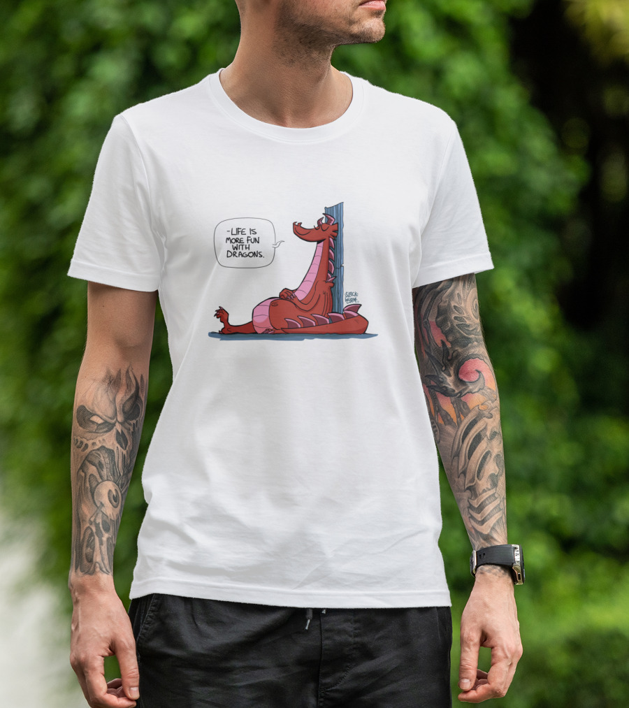 Life Is More Fun With Dragons Cartoonstyle Red Dragon T-Shirt
