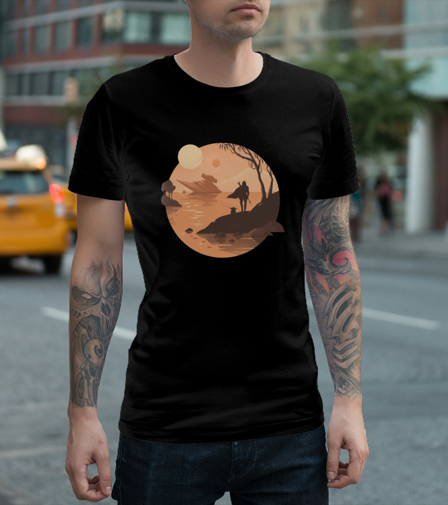 Mandalorian And Co Desert Silhouette Scene T-Shirt