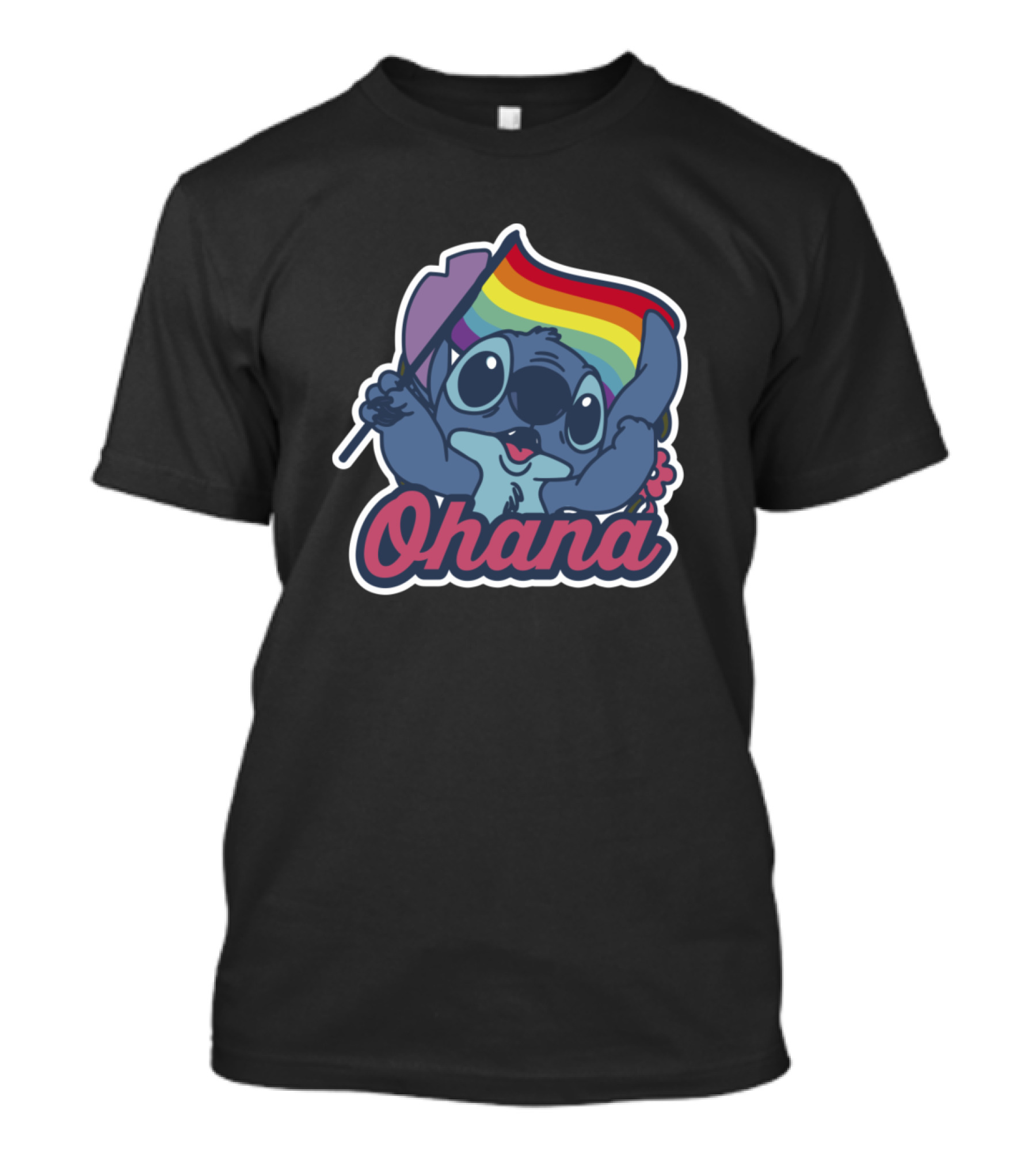Ohana Rainbow Flag Stitch Pride T-Shirt
