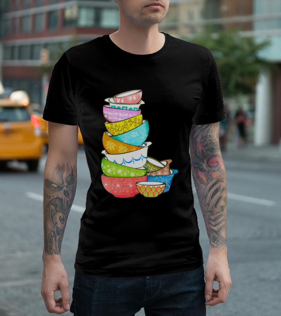 Pyrex Pretties Stacked Vintage Glass Kitchenware Collection T-Shirt