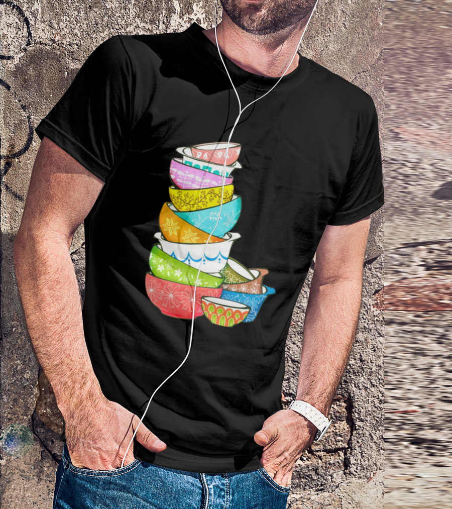 Pyrex Pretties Stacked Vintage Glass Kitchenware Collection T-Shirt