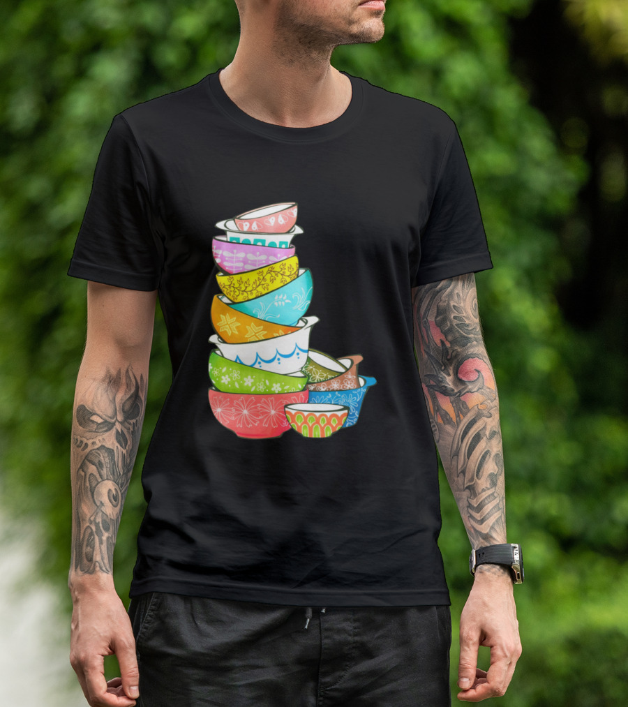 Pyrex Pretties Stacked Vintage Glass Kitchenware Collection T-Shirt