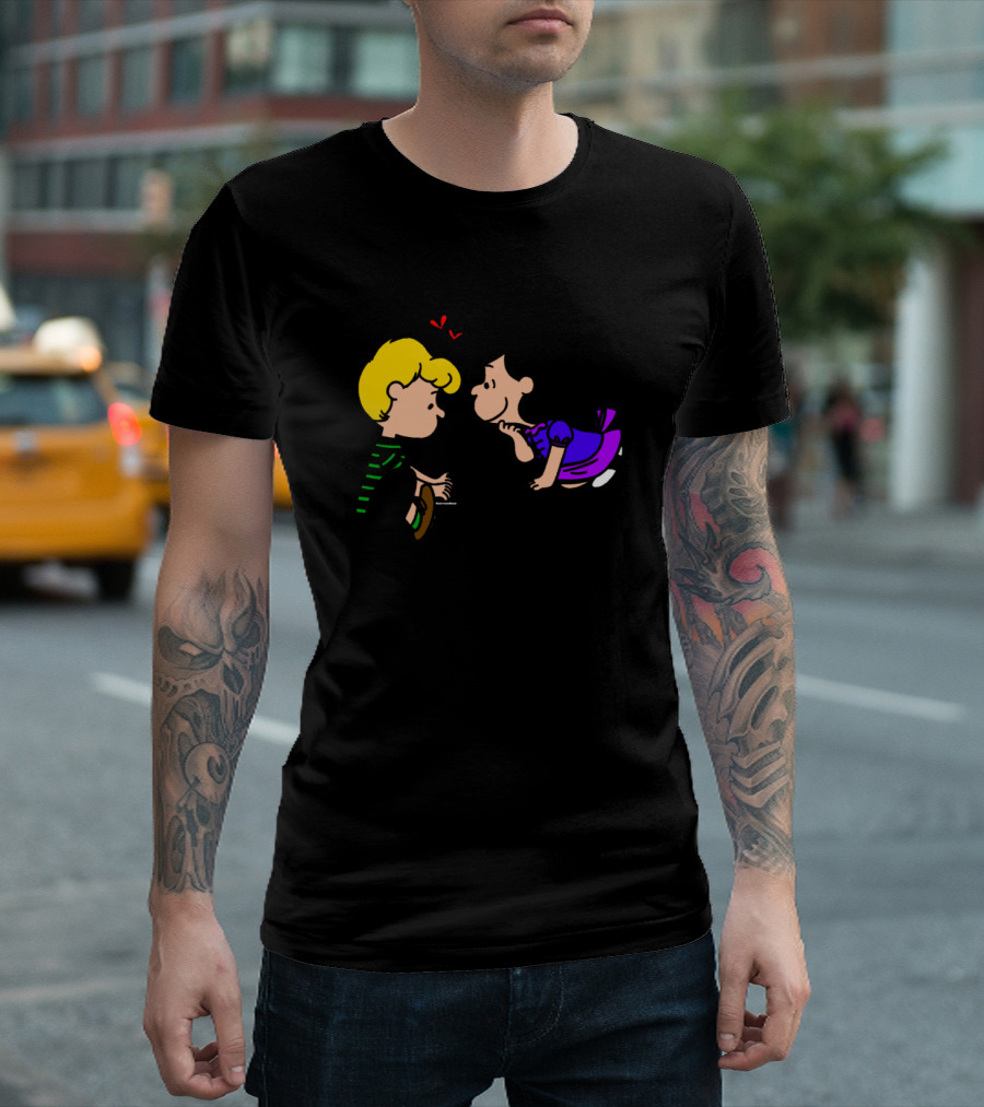 Schroeder and Lucy with Piano and Hearts T-Shirt
