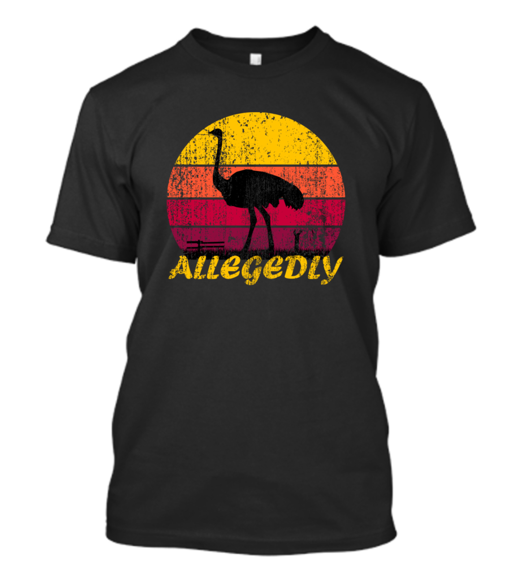 Retro Vintage Allegedly Ostrich Silhouette Distressed Sunset T-Shirt