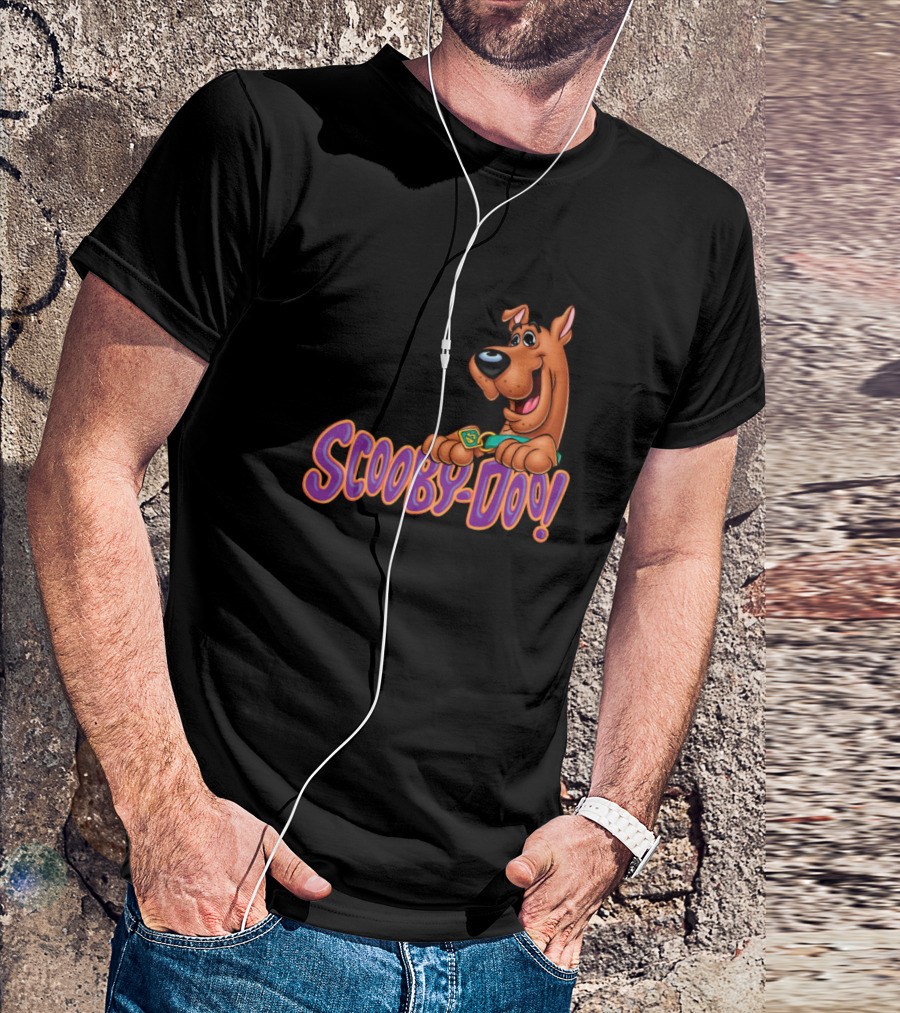 Scooby-Doo Lively Cartoon Character Icon With Collar Tag T-Shirt