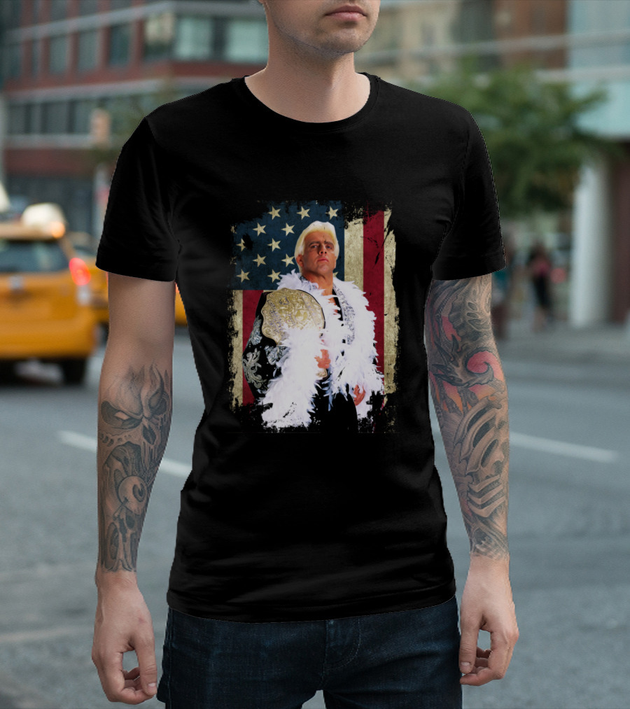 Ric Flair Vintage American Flag Wrestling Champion USA T-Shirt