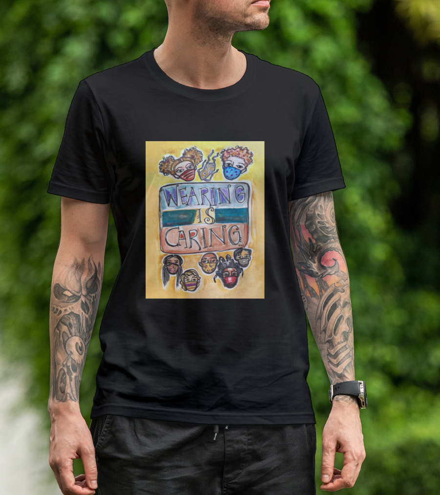 Wearing Is Caring Colorful Masked Faces T-Shirt