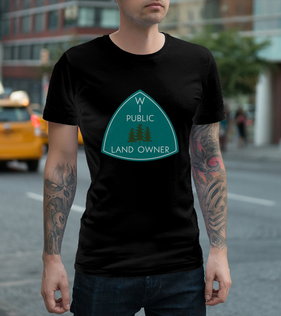 WI Public Land Owner Badge with Pine Trees T-Shirt