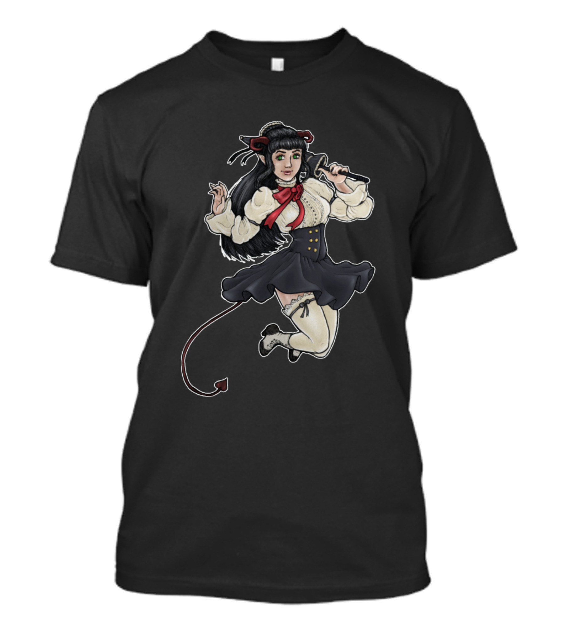 Demon Cutie With Tail By Darkfilly In Vintage Gothic T-Shirt