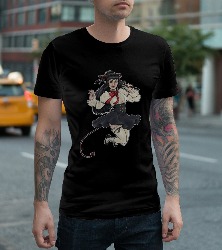 Demon Cutie With Tail By Darkfilly In Vintage Gothic T-Shirt