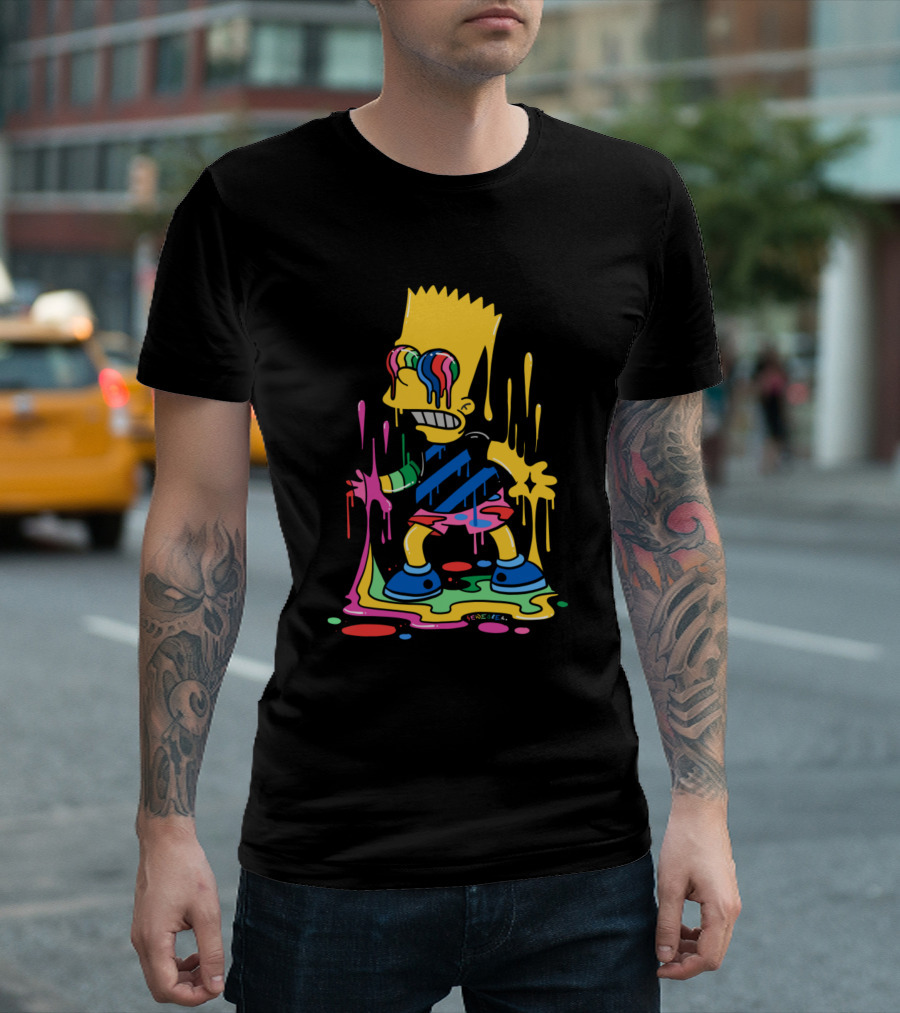 Simpsons Trippy Bart Melted Psychedelic Drip T-Shirt