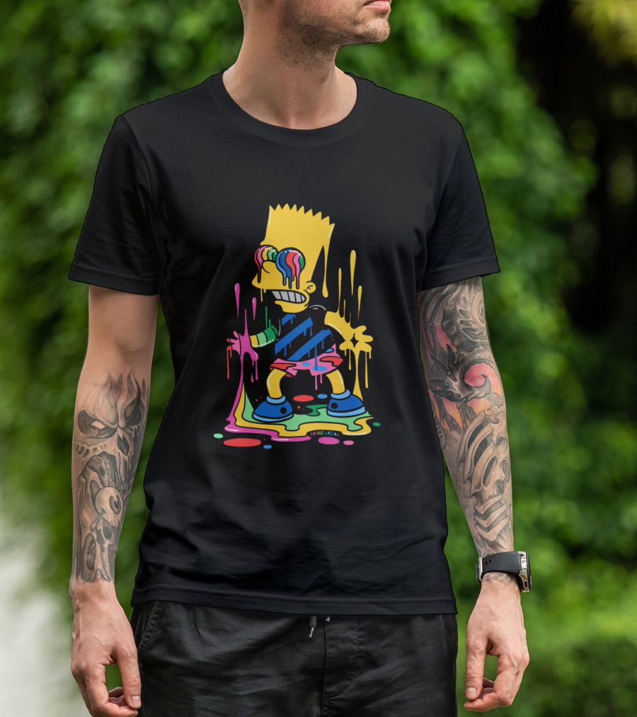 Simpsons Trippy Bart Melted Psychedelic Drip T-Shirt