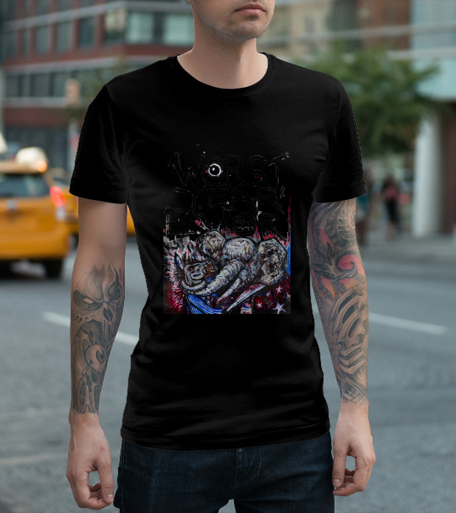 Worst Year Ever Worst Year Ever Elephant with Stars Political Cartoon T-Shirt