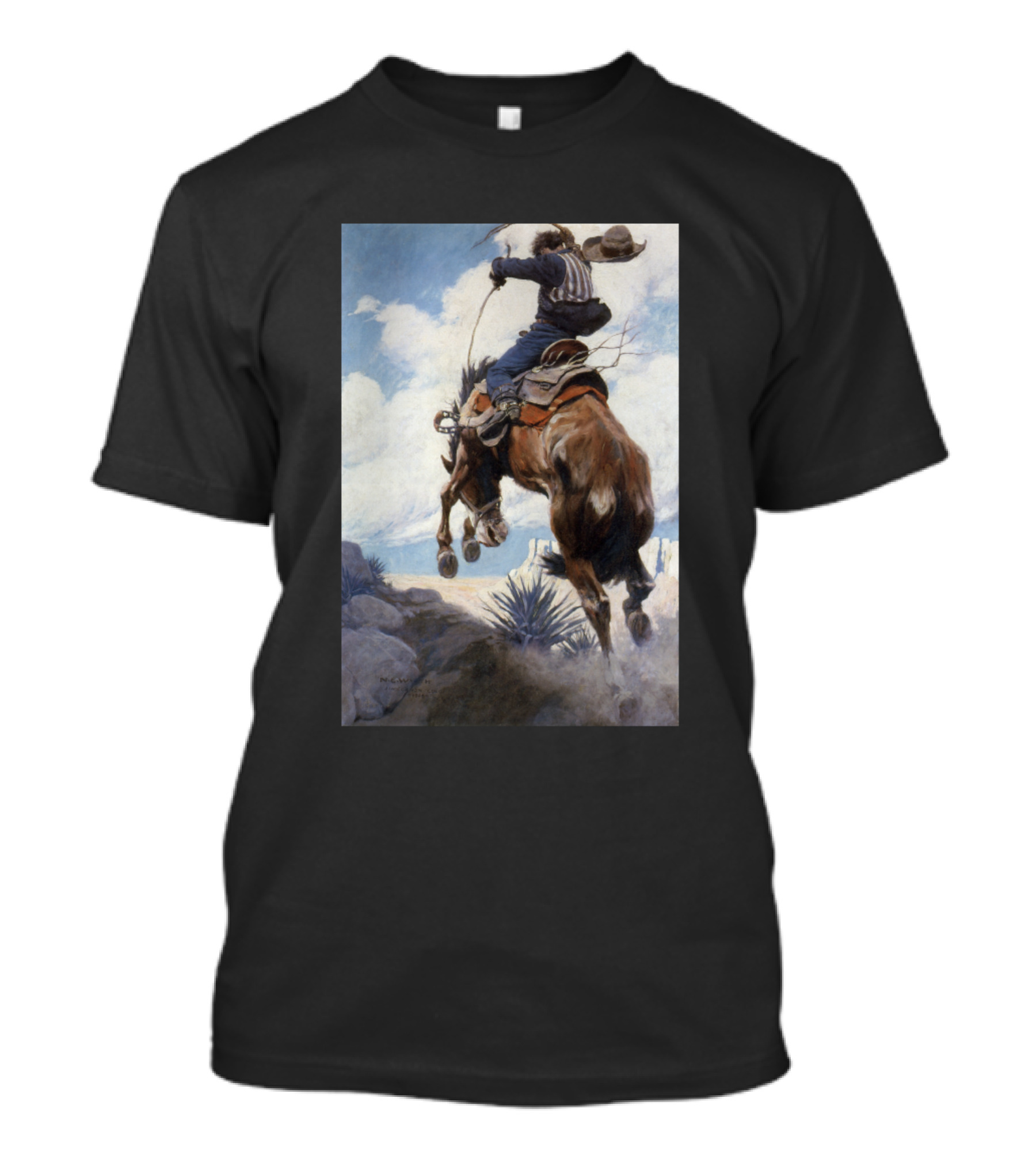 Bucking Bronco Cowboy By NC Wyeth Painting T-Shirt