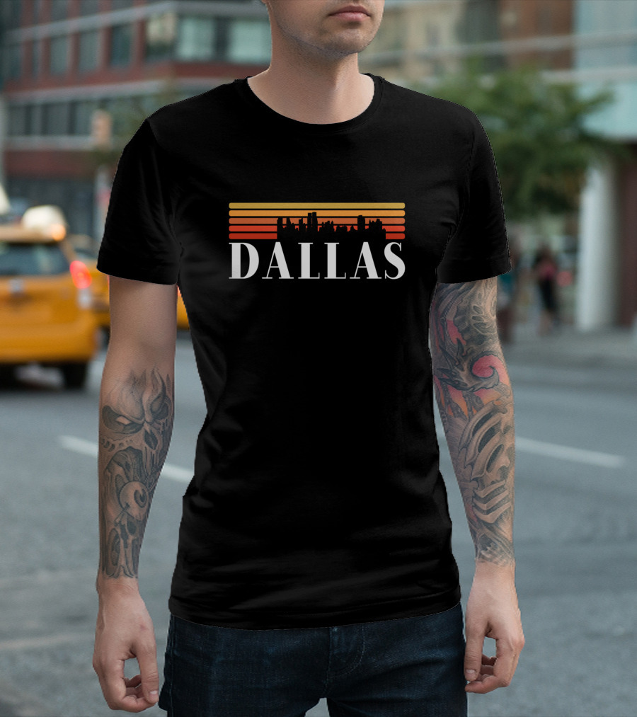 Dallas Vintage 70s Skyline Retro Stripes American T-Shirt