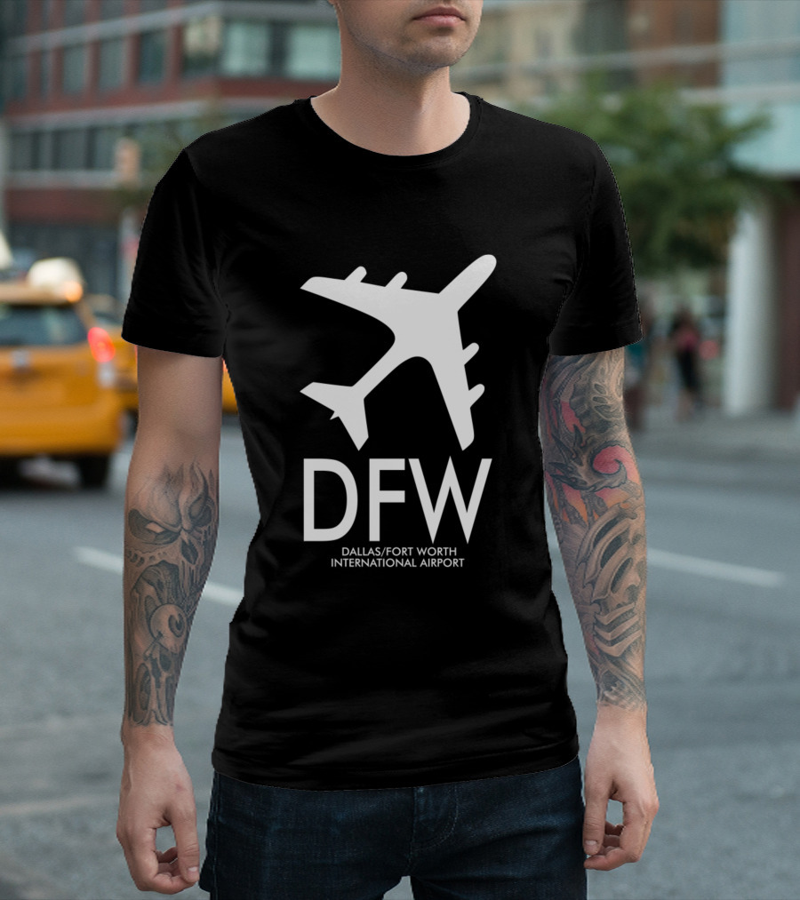 DFW Dallas Fort Worth International Airport Code With Airplane T-Shirt
