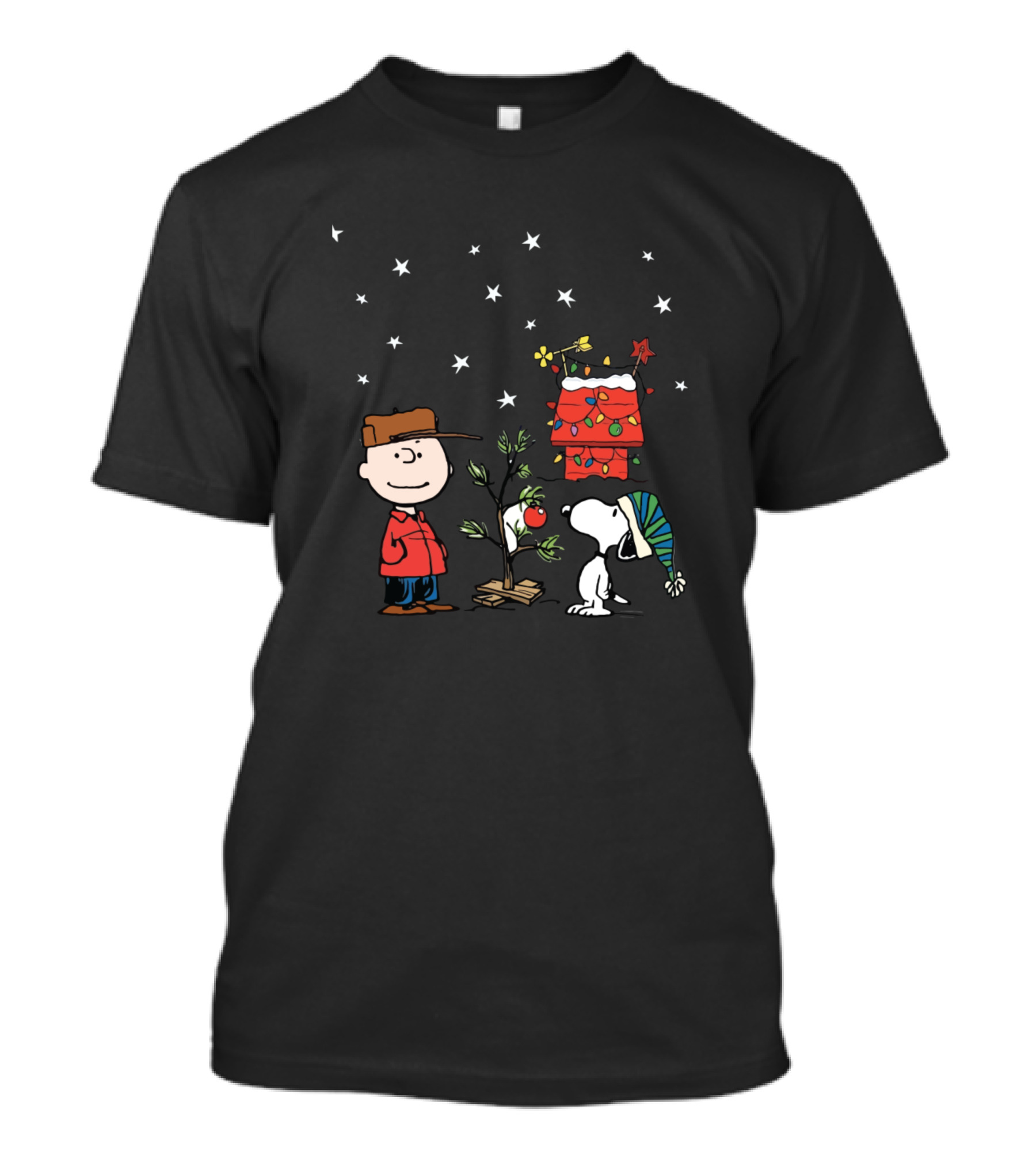 Charlie Brown Snoopy Christmas Tree Peanuts Holiday Scene T-Shirt