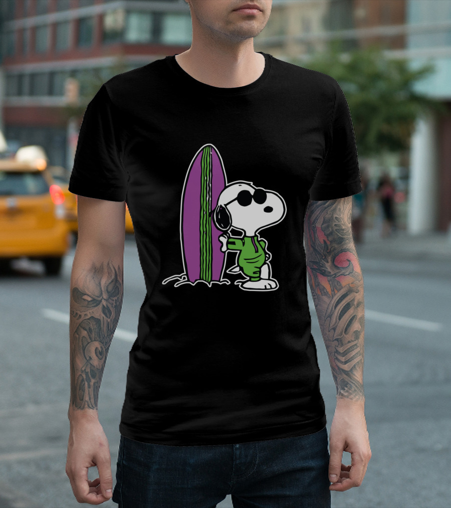 Snoopy Surfing Cool Surfer Pup in Shades T-Shirt