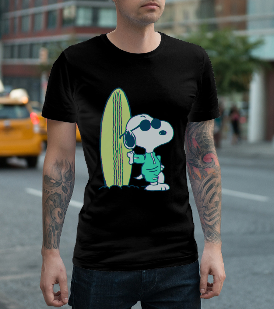 Snoopy Joe Cool Surfboard Relaxed Vibe T-Shirt