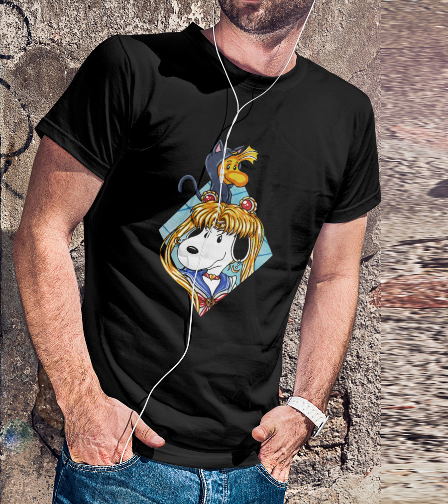 Sailor Moon Snoopy Woodstock Costume Crossover T-Shirt