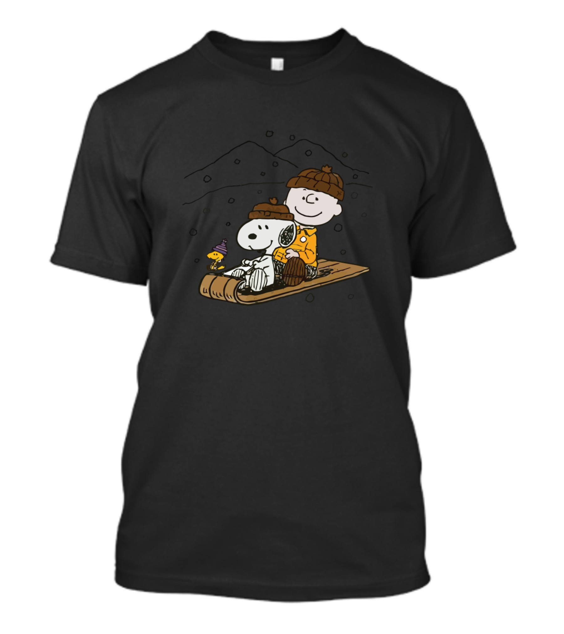 Snoopy And Charlie Brown Sledding With Woodstock T-Shirt