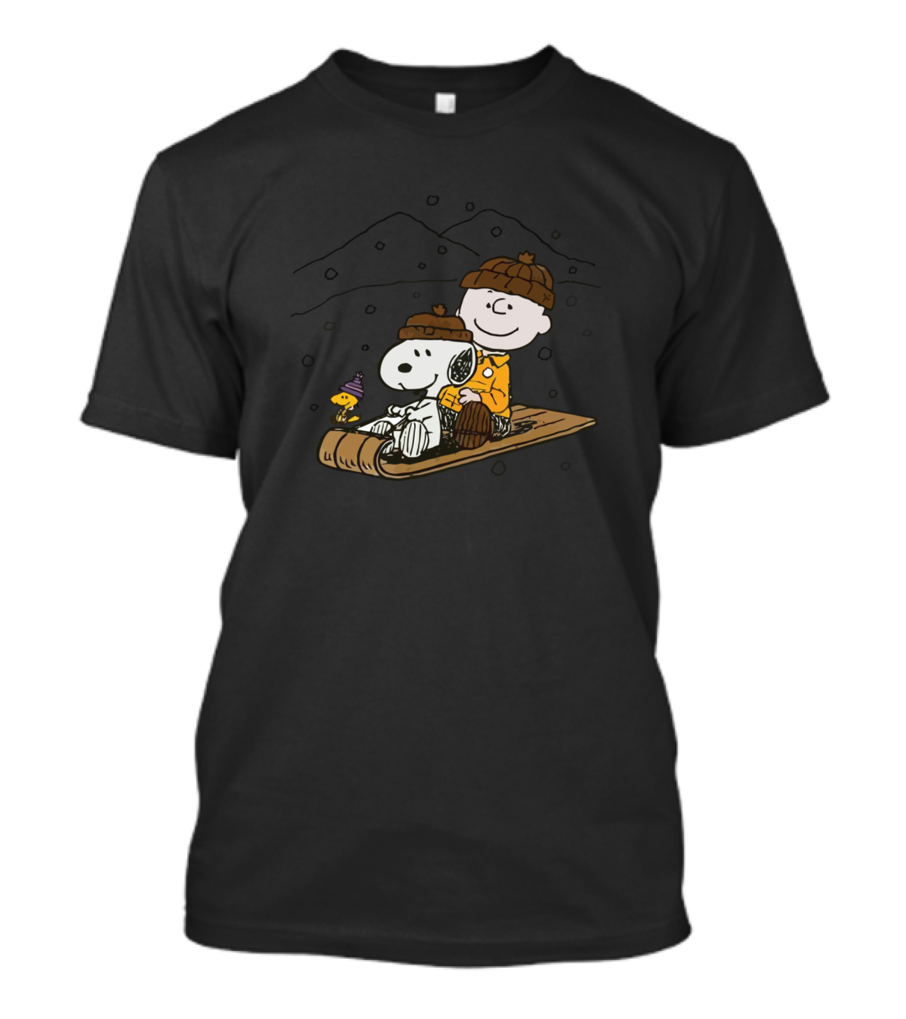 Snoopy And Charlie Brown Winter Sledding Adventure T-Shirt