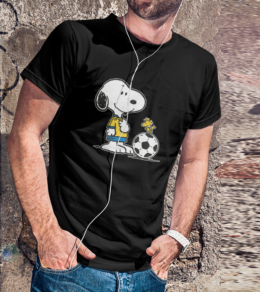 Snoopy And Woodstock With Soccer Ball T-Shirt