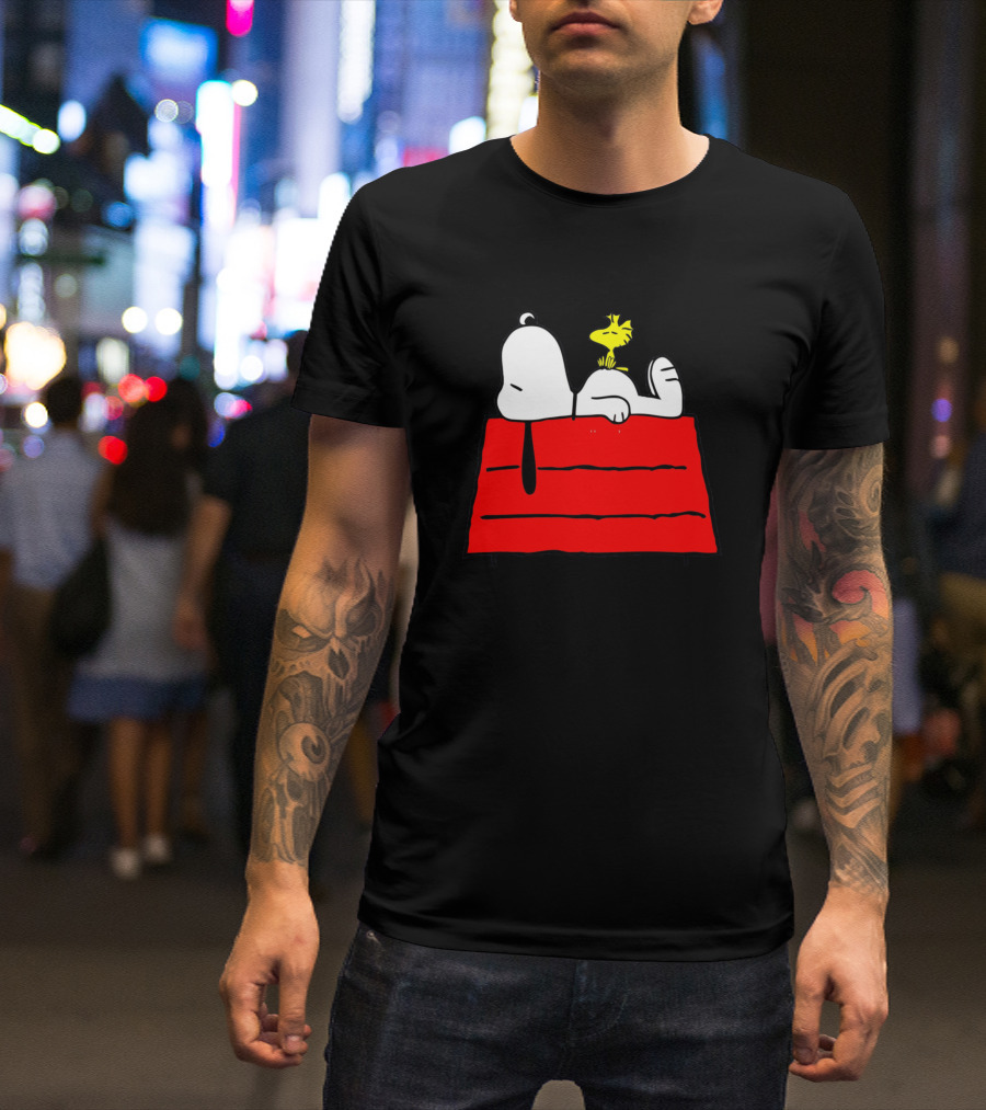 Snoopy Chill Out With Woodstock On Doghouse T-Shirt